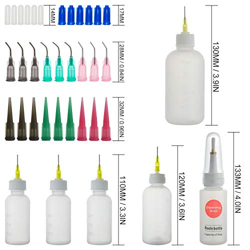 FJNATINH Precision Tip Applicator Bottle, Mini Glue Squeeze Bottle with Brush Tip for Oil, Wood Glue, Craft Glue, Paint, Crafting Fine Dispenser - Thumbnail 2