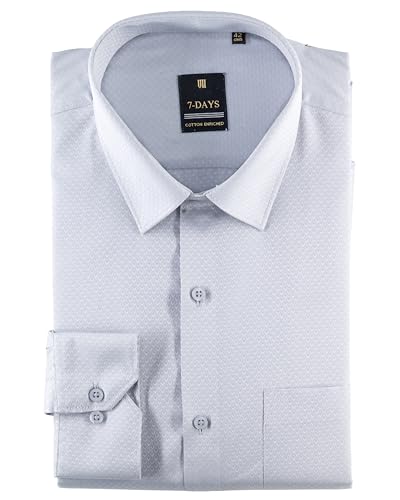 Image of 7-DAYS Premium Men's Formal Shirts - Cotton Rich, Textured Self-Design, Full Sleeve, Regular Fit, Wrinkle Resistant, with Pocket - Perfect for Office