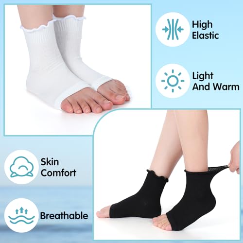 8 Pairs Women Ruffle Toeless Socks Cotton Pedicure Socks Cute Open Toe Anklet Flip Flop Frilly Toeless White Footies for Girls Yoga Spa Foot Massage3
