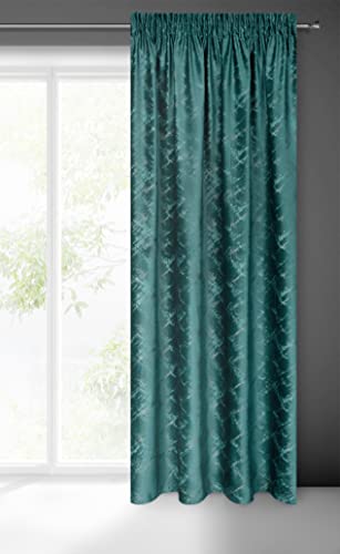 Eurofirany Adria Velvet Curtain with Ruffle Tape, Patterned Velvet Look, Geometric Pattern, Modern, Classic, Living Room