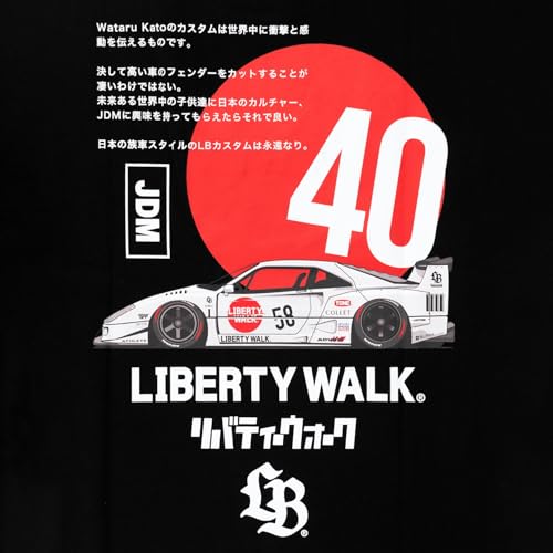 Liberty Walk LBWK JDM T-Shirt F40 Black Car Enthusiast Apparel Tuner Streetwear Japanese Tuning Style Automotive Collectible - Image 5