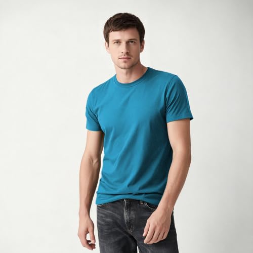 Image of ORJ 2 Pack Men t Shirts Crew Neck Short Sleeve Men's Undershirt Plain Polyester tee Bulk Stretch Soft Tees