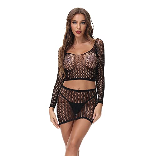 Czizitong Disfraces sexys Mujer Camisa Vestido Lencería para mujeres One Piece BabyDoll Nighties Minivestido (Negra)