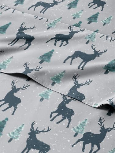 Twin Christmas Reindeer Sheet Set - Holiday Xmas Pattern Bedding Set - Deep Pockets - Snug Fit - 3 Piece - Wrinkle Free & Easy Care - Comfy Festive Winter - Holiday Sheets for Women, Men, Kids & Teens