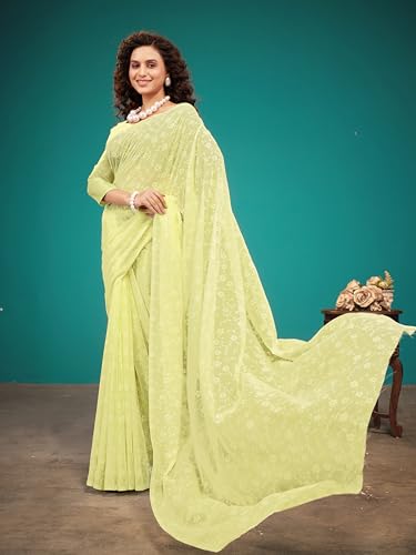 Image of Garden Vareli Viscose Brasso Floral Print Saree