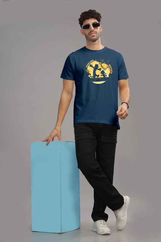 Image of XENOVAURBAN Men's Graphic Printed RN-HKM Round Neck Regular and Plus Size Cotton T-Shirt