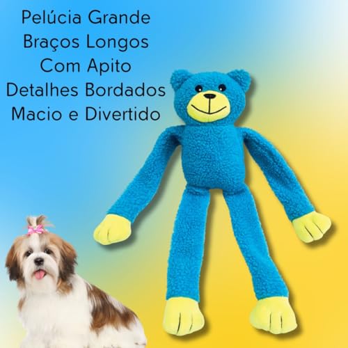 Bichinho de Pelúcia Chalesco Urso Brinquedo Mordedor Interativo para Cachorro Pet com Apito Som