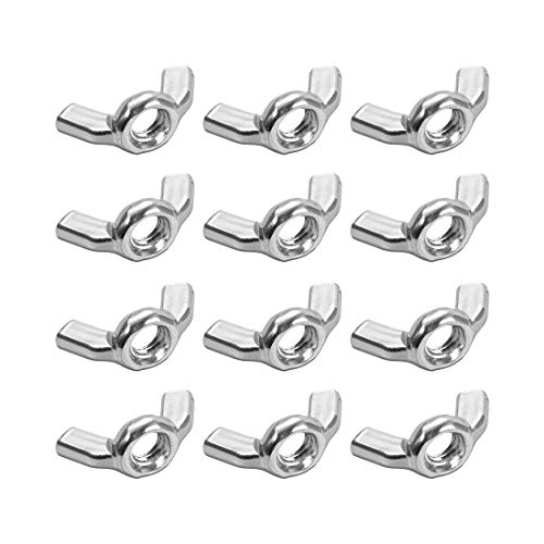 sourcing map 1/4-20 Wing Nuts, Carbon Steel Zinc Plated Fasteners Parts Hurrican Screws Hand Twist Tighten Ear Butterfly Nut, 12pcs
