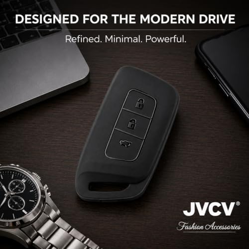 Image of JVCV Soft TPU Key Cover Compatible with New MG Hector, Hector Plus, Windsor and Windsor Pro EV Smart Key | Scratch-Resistant Protective Case (Matte Black)