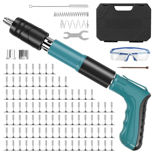Pistolet à clous Nail Gun avec 110 clous ronds, mini pistolet à clous manuel en acier, pistolet à clous en acier pistolet à clous pour béton pour ancrages...