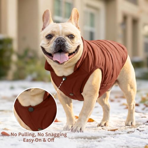 Image of JoyDaog Fleece Lined Dog Jacket for Medium Dogs,Winter Dog Coat,Brown XL | Warm Windproof Dog Vest for Cold Weather,Soft Cozy Doggie Clothes for Medium Dog Breeds,Outdoor Daily Walk,Snow Play