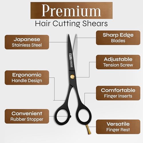 facn hair cutting scissors - professional hair scissors 65 inch razor edge barber shears salon hair cutting shears - japanese stainless steel - precision cutting premium shears for men women amp kids