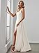 Ever-Pretty Women's Summer Sexy Backless Spaghetti Straps V-Neck Slit Floor Length Chiffon Bridesmaid Dresses Formal Dress White US4