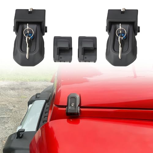 Timilge Hood Latches for JL Hood Lock Latch with Keys Anti Theft Locking Catch for Jeep Wrangler JL and Gladiator JT 2018-2025 Models with Lock