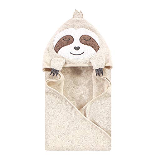 Image of Hudson Baby Unisex Baby Cotton Animal Face Hooded Towel, Sloth, One Size