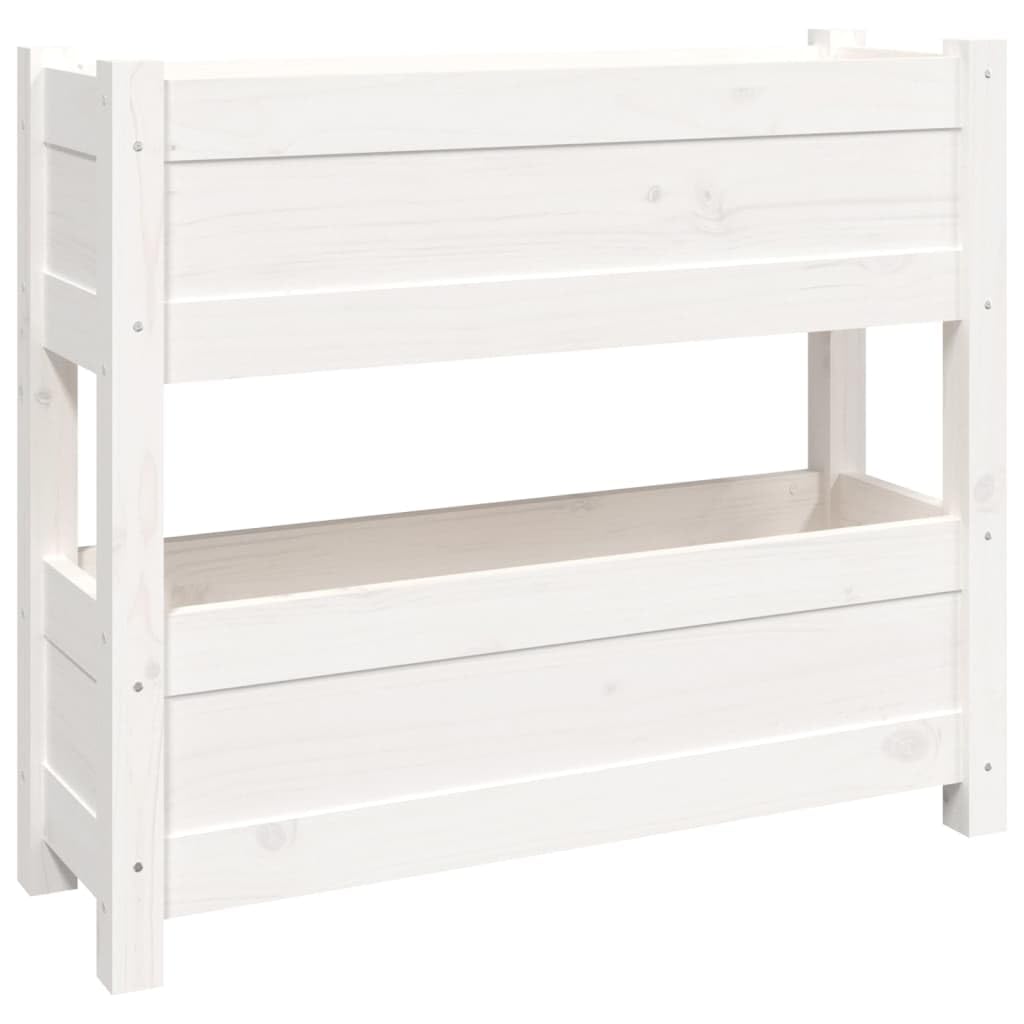 Donica Biala Lite Drewno Sosnowe 77x25x66 cm Podwyzszona Skrzynka na Kwiaty z Duzym Miejscem do Sadzenia Warzyw Ziel i Roslin do Dekoracji Salonu Balkonu i Tarasu