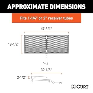 CURT 18110 48 x 20-Inch Tray Hitch Cargo Carrier, 300 lbs Capacity, 1-1/4, 2-In Adapter Shank, CARBIDE BLACK POWDER COAT