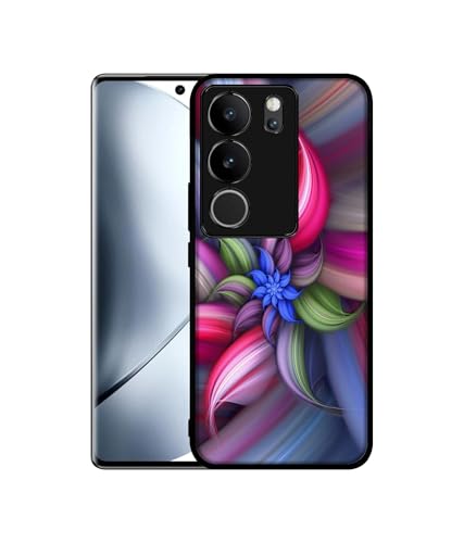 Image of Colorful Flower Design Premium 2D Printed Metal Back Case Cover for Vivo V29 5G / V29 Pro 5G, Multicolor