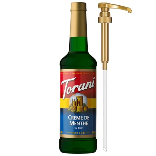 Image of Torani Coffee Syrup, Creme de Menthe Flavored Syrup for Drinks, Pump Included, 25.4 Fl Oz