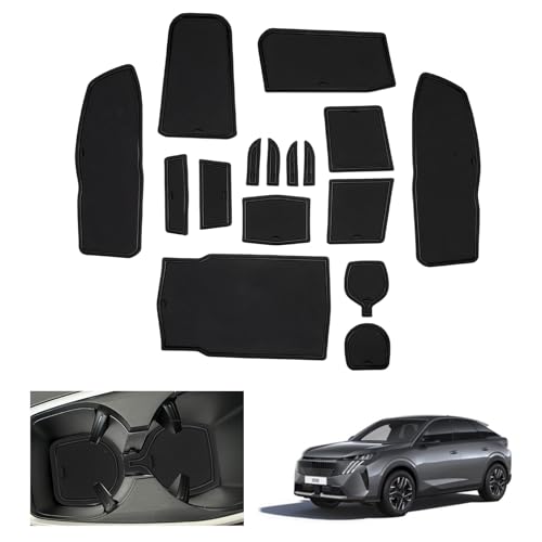 GAFAT Compatible avec Peugeot 3008 Allure e-3008 2025 2026 Tapis Antidérapants, 3008 III GT Accessoires Tapis en Caoutchouc pour Console Centrale, Porte-Gobelet, Couture de Porte (Noir)