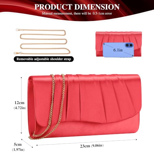 Image of UBAYMAX Clutch Purses for Women Formal, Pleated Satin Evening Bag Purse Handbags Evening Clutch for Prom Party Wedding