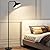 Diyel Modern Arc Floor Lamp for Living Room, Round Arch Dimmable Standing Light with Remote, Industrial Tall Arched Reading Lamps Hanging Metal Shade for Bedroom, Office, Over Couch, Black White