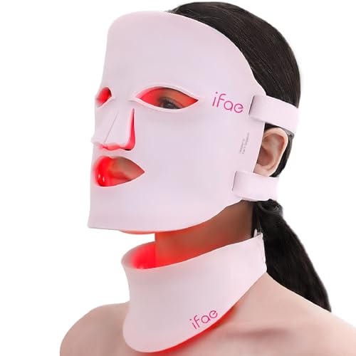 Red Light Therapy Mask for Face and Neck, 7 Colors Silicone Led F...
