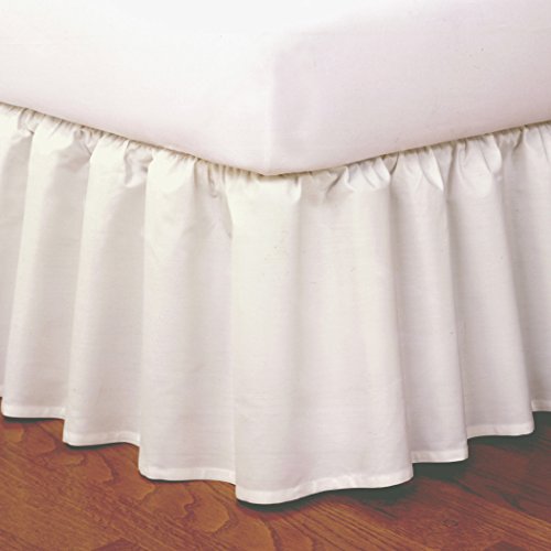 Ivory Ruffled Easy-to-Use Wraparound Bed skirt: Split Corner Design, Non-Slip Band. 14" Drop (King)