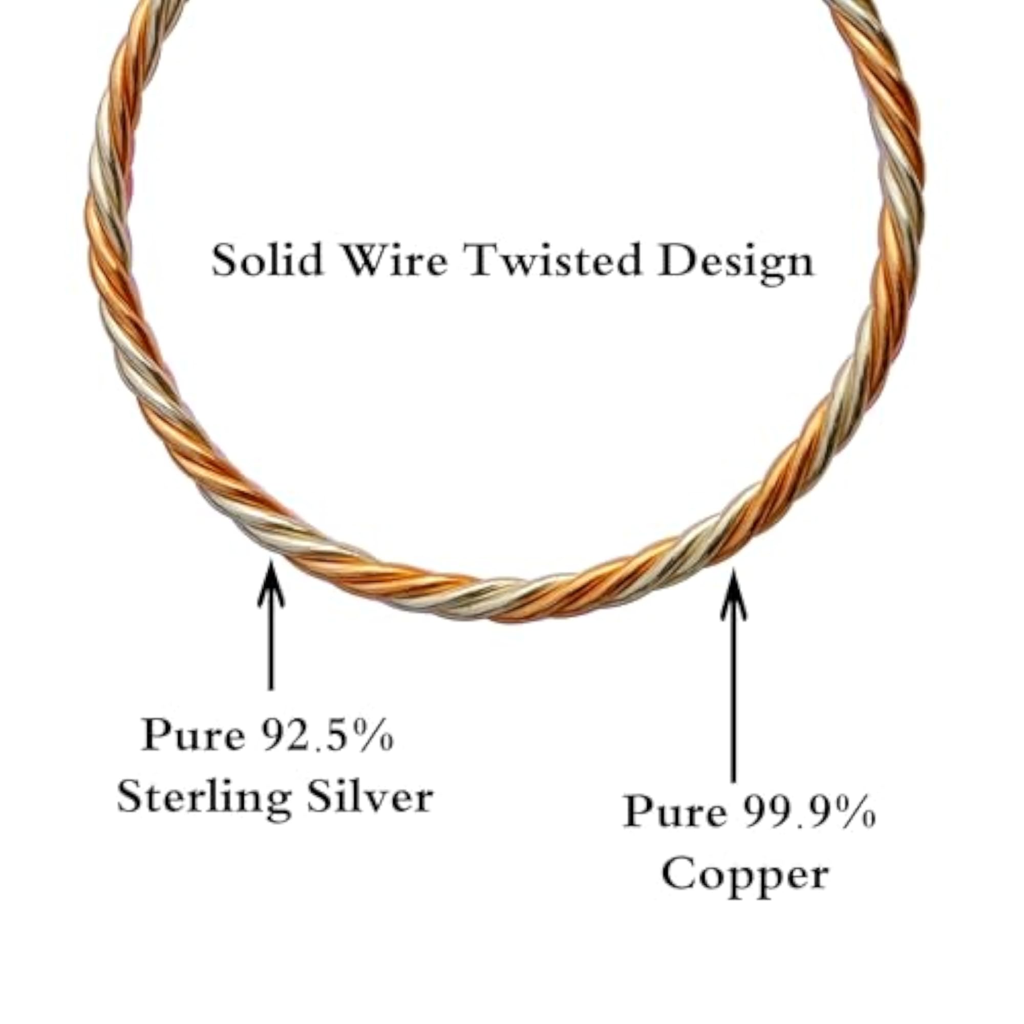Traditional 925 Sterling Silver & Copper Kada Bangle for Women