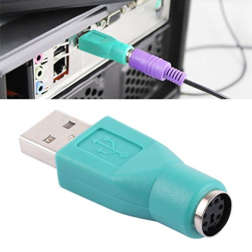 ILS - Adaptador USB A a Mini DIN6 hembra (PS/2 a USB), color verde