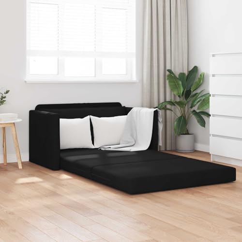 vidaXL Schlafsofa 110cm Schwarz Stoff, Modernes Wohnzimmer, kompaktes rechteckiges Sofa, stylische umwandelbare Samt-Couch, langlebige Soft-Touch-Sitzgelegenheit, funktionale Möbel