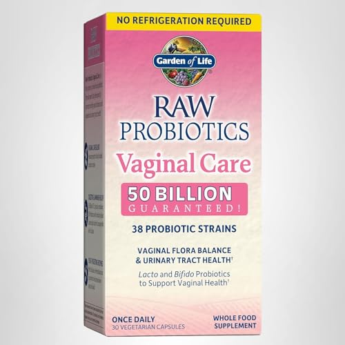 Garden of Life Raw Probiotics Vaginal Care - 50 Billion CFU - 38 Probiotic Strains - Supports Vaginal & Urinary Tract Health - Shelf Stable - 30 Vegetarian Capsules