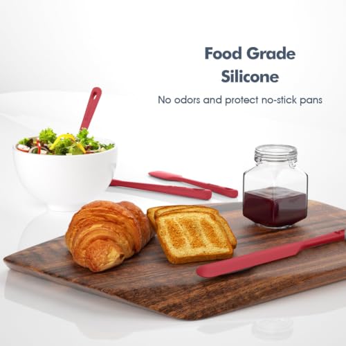 Image of ChefAide 5 Pieces Silicone Spatula Set, Food Grade Rubber Spatula, Upgrade Strong Handle with Ergonomic Grip, Heat Resistant Up to 600F for Nonstick Cookware, Cooking
