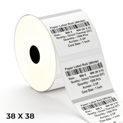 Image of Shreyans Direct Thermal Labels (Pack of 18, 38mm x 38mm - 250 Labels /Roll) - Non Tearable, Scratch Free, Water Proof & Non Fade Stickers with Permanent Marking