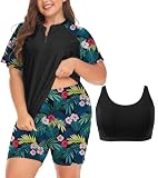 Inno 3 Piece Plus Size Swimsuit for Women Rash Guard Shirt & Boyshorts