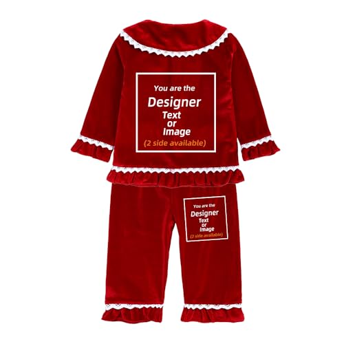MYGBCPJS Boys Girls Customize Velvet PJS Set Kid Custom Long-Sleeve Xmas Pajama Tops Bottoms Outfits Add Own Name Text Image2