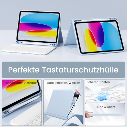 GKABXY Hülle mit Tastatur für iPad A16 11/10 Generation 2025/2022, 11/10.9" – Ansicht 5