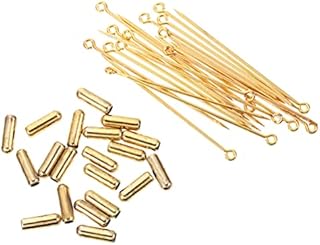 EXCEART 20Pcs Copper Metal Stick Pin Brooch Safety Pins Long Needle Eye Pin with Stopper Ends DIY Jewelry Accessories for Suit Tie Hat Scarf Badge