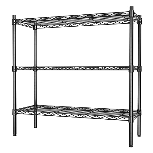 Szqinji 3-Shelf Storage Wire Shelves Heavy Duty 3 Tiers Standing Shelving Units Adjustable Metal Organizer Wire Rack, Black #TOP8