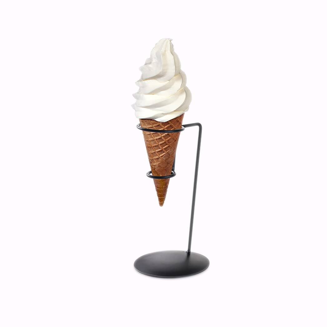 Ice Cream Cone Holder Stand Metal Single, Cupcake Ice Cream Cone Holder Display Stand for Party Birthday Wedding Decoration (Black)