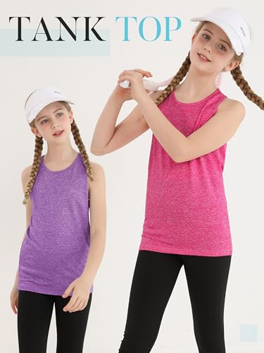 Poroka 5 Pack Girls Active Dry Fit Tank Top Kids Sleeveless Racerback Tank Tops Girls Athletic Dance Performance Tops3