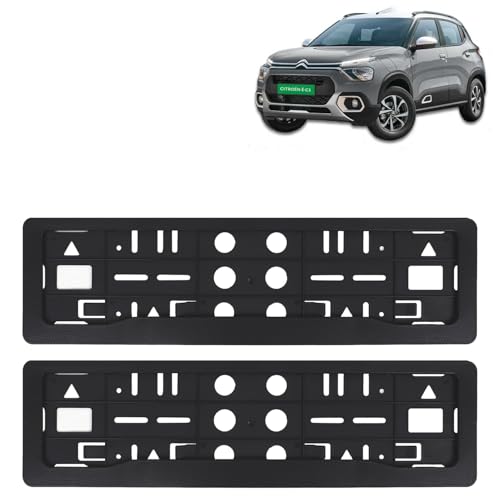 Image of KINGSWAY E-C3 Car Number Plate Frames for All 2024 Onwards Models of Cit-Ro-En Car Registration Plate Holders, Black Licence Plate Covers (Front and Rear), Universal Size 51.5 x 14.5 cm