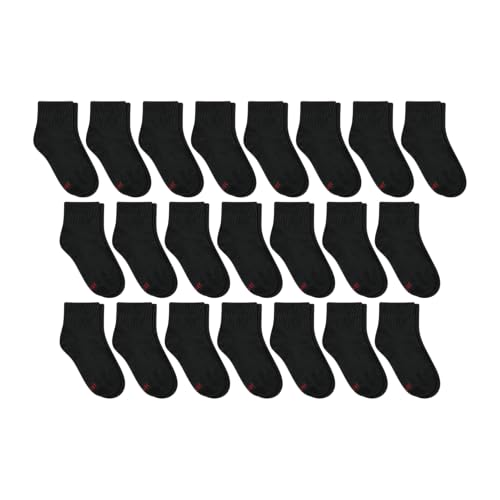 Image of Hanes Boys' Ankle Socks for Boys - Super Value 22-pack Quarter Socks - Lightweight Comfort - No Slip Fit Ez Sort