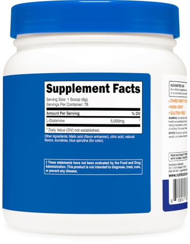 Image of Nutricost L-Glutamine Powder (500 Grams) (Blue Raspberry)