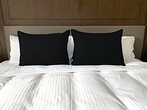 Image of Soft Pillow Covers 18 x 32 Inches - 100% Egyptian Cotton 400 Thread Count Set of 2 Pillow Cover Set Envelope Closure Hotel Quality Pillowcase - Black
