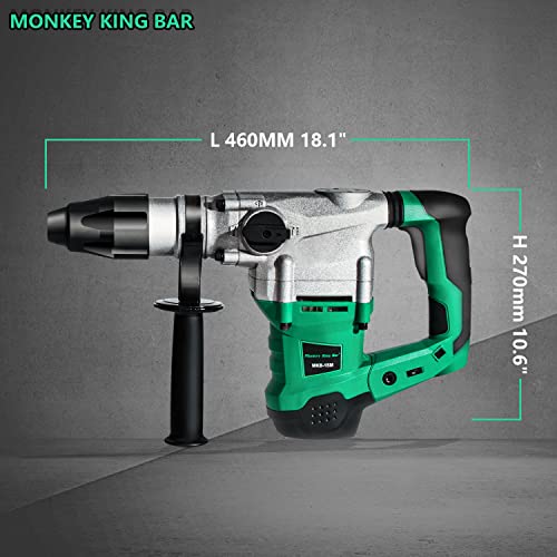 Monkey King Bar-Sds Max 120V 1500W 4200Bpm Electric Rotary Hammer Drill For Concrete With Uvp User Vibration Protection- Includes Sds Max Demolition Kit, Flat And Point Chisels With Case #TOP1