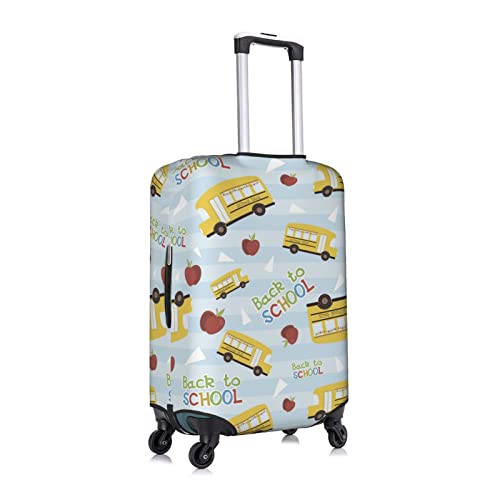 Back To School Bus Travel Luggage Cover Fits 18-32 Inch Luggage, Elastic Suitcase Cover Protector with Concealed Zipper for Wheeled Suitcase Tsa Approved3