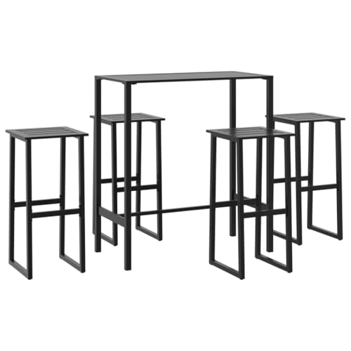 PUGYNBK Set bar da giardino nero in acciaio verniciato a