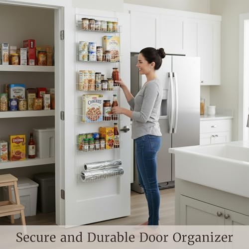 Over the Door Organizer - 6-Tier Adjustable Pantry Shelves and Rack for Kitchen Organization - Organization and Storage by Lavish Home (White) - Image 3