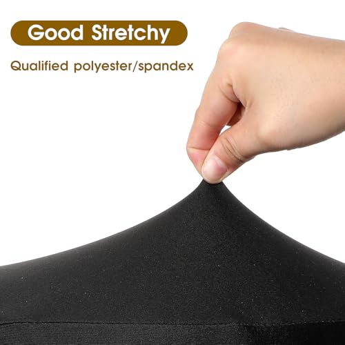 2PCS Stool Covers High Elastic Circle Bar Stool Covers, Soft Washable Slipcovers with Non-slip Stool Cushion Fits Dia 11-14 in Bar Round Chair(Black) - Image 6